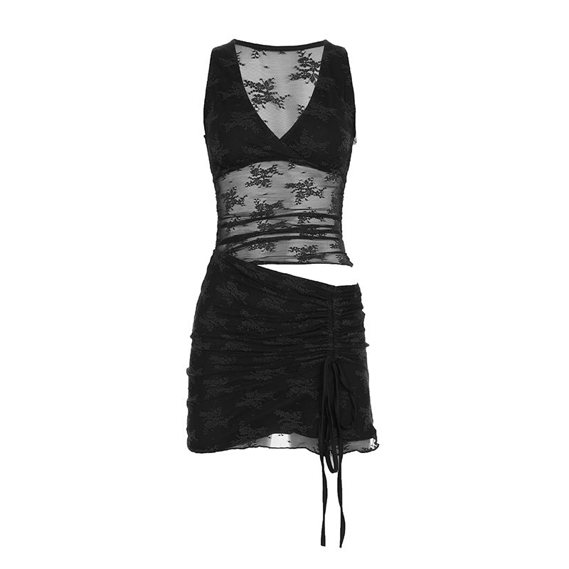 Damen Spitzen-Maxikleid mit verstellbaren Trägern und elegantem Schnitt R&B