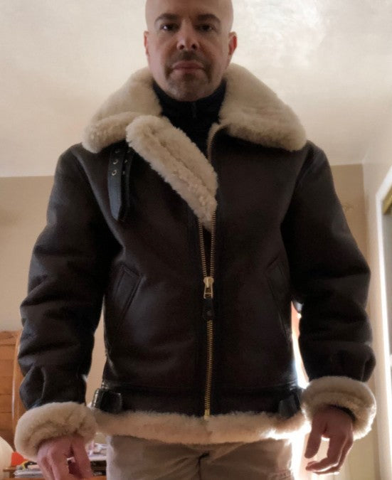 Herren authentische Lammfelljacke im Vintage-Stil R&B