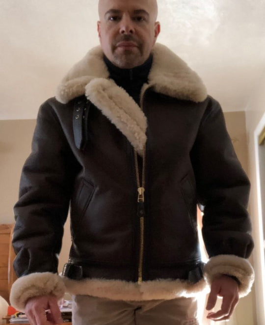 Herren authentische Lammfelljacke im Vintage-Stil R&B