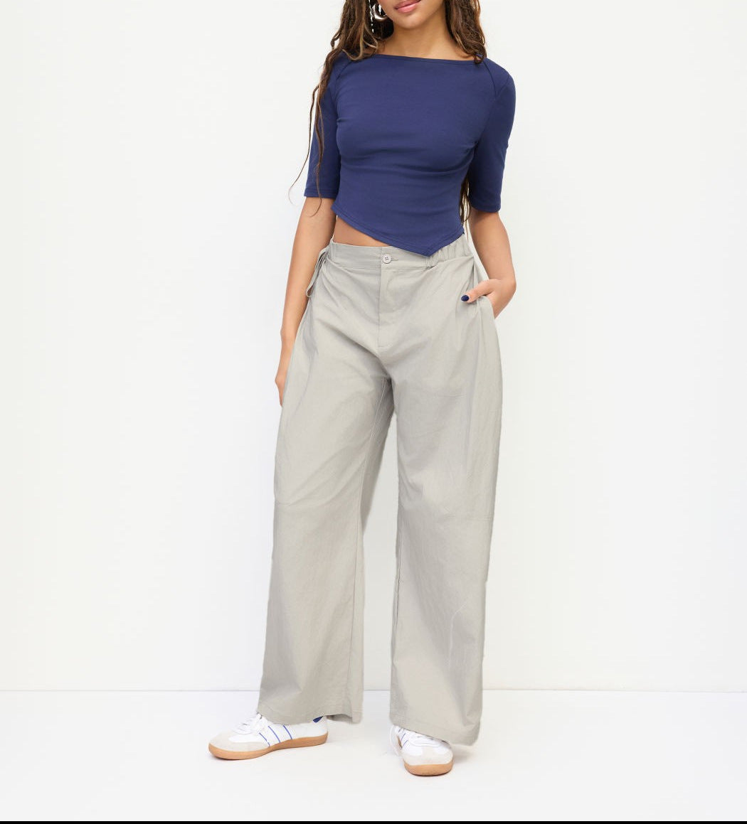 Damen lässige Culotte-Hose mit elastischem Bund und praktischen Seitentaschen R&B