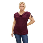 Damen elegantes Oberteil mit lässigem Drapierung und seitlichen BindR&Bändern R&B