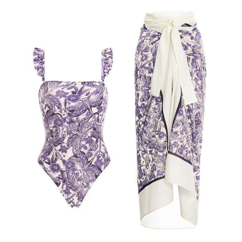 Damen Bikiniset mit schickem Wickelrock und verspieltem Rüschendesign R&B