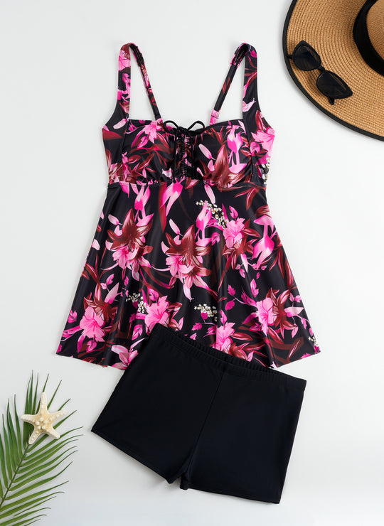 Damen Tankini mit floralem Oberteil und bequemen Shorts R&B