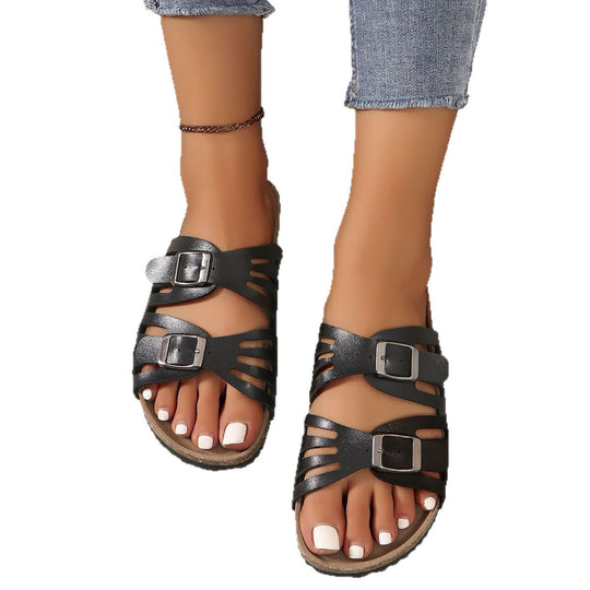 Damen Komfortable Sandalen mit verstellbaren Riemen und ergonomischem Fußbett R&B