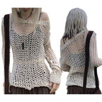 Damen Strickoberteil mit einzigartigem Netzdesign und weitem Schnitt R&B