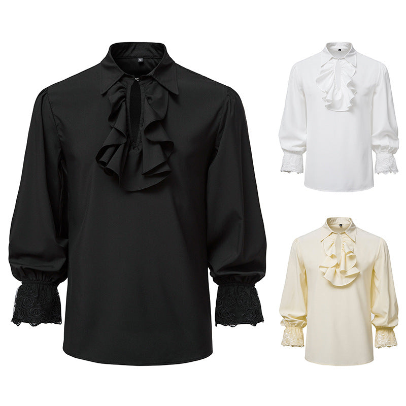Damen Bluse mit Rüschendetails und Spitzenabschlüssen