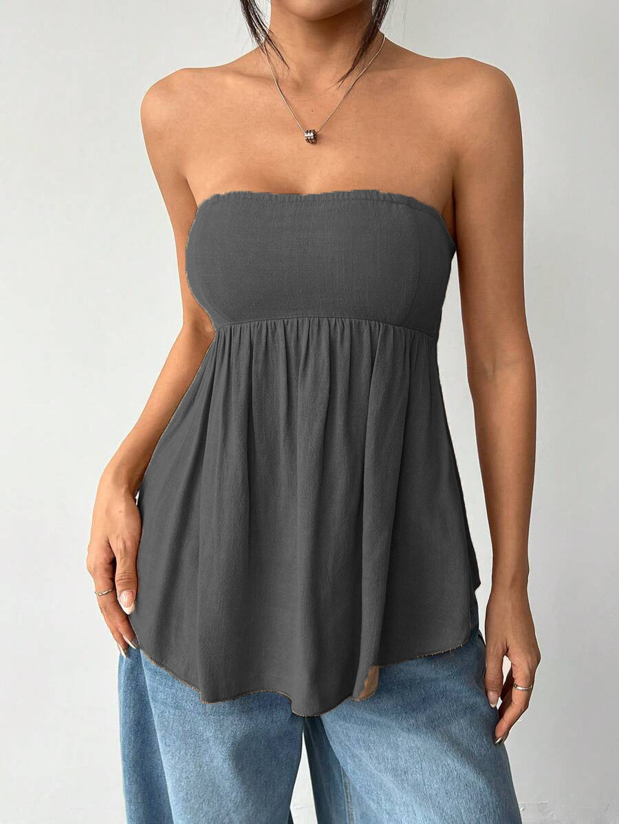 Damen Bandeau Oberteil mit lockerem Schnitt und elastischem Saum R&B
