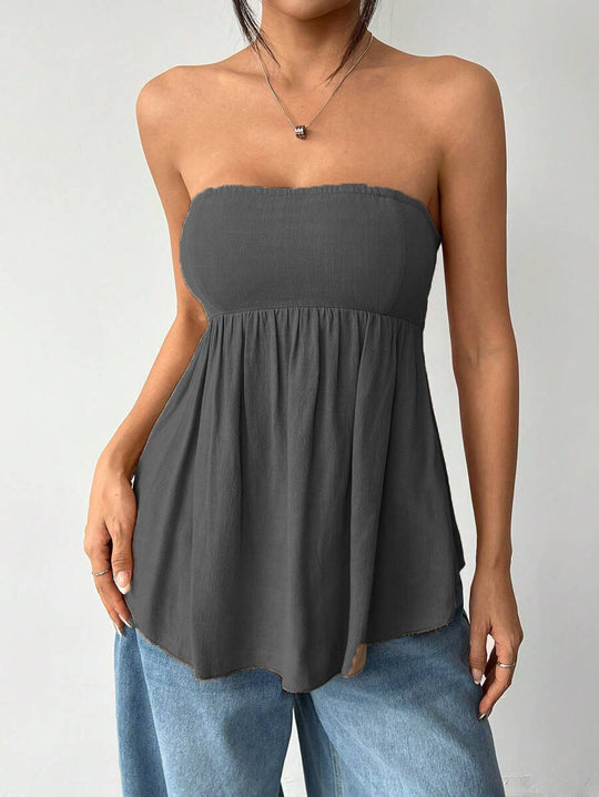 Damen Bandeau Oberteil mit lockerem Schnitt und elastischem Saum R&B