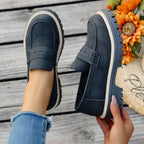 Damen Mokassin-Slipper mit rutschfester Profilsohle und modischer Lederoberfläche R&B