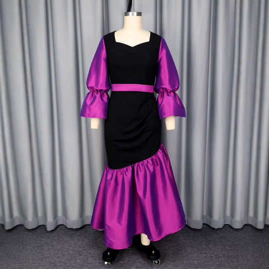 Damen Abendkleid mit voluminösen Ärmeln und elegantem Saum R&B