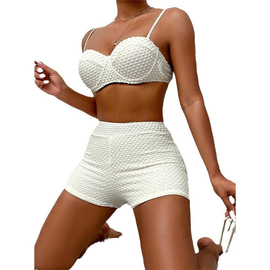Damen Bikini-Set mit gepolstertem Oberteil und High-Waist Shorts R&B