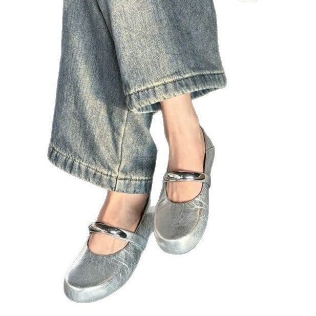 Damen Ballerina-Schuhe mit modischer Schnallenverzierung und pantentlicher Passform R&B