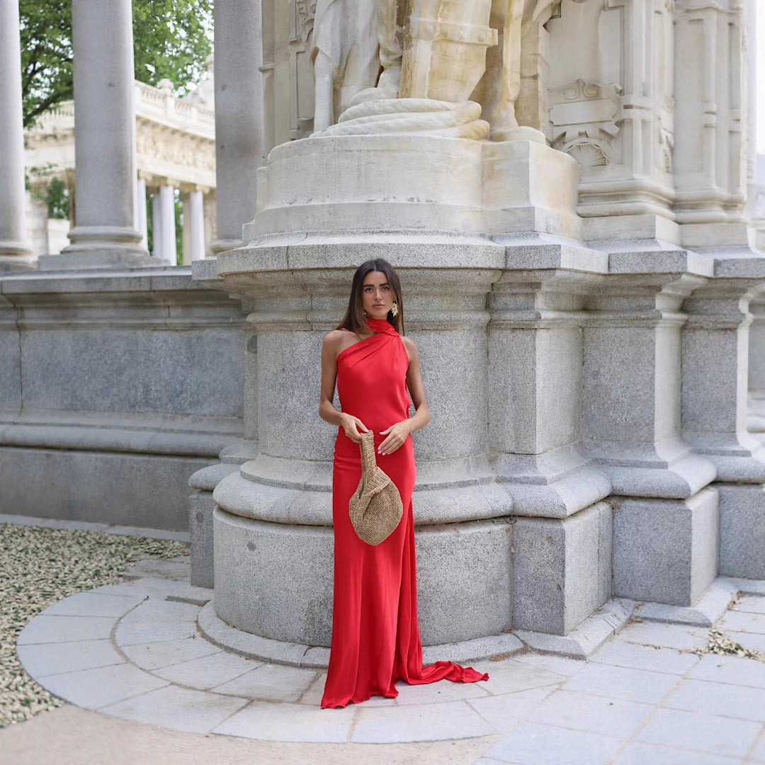 Damen Elegantes Maxikleid mit asymmetrischem Schnitt und schicker Raffung R&B