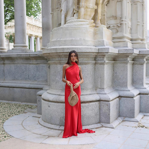 Damen Elegantes Maxikleid mit asymmetrischem Schnitt und schicker Raffung R&B