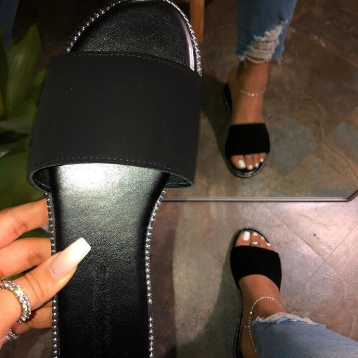 Damen Flauscher Sandalen mit breitem Riemen R&B