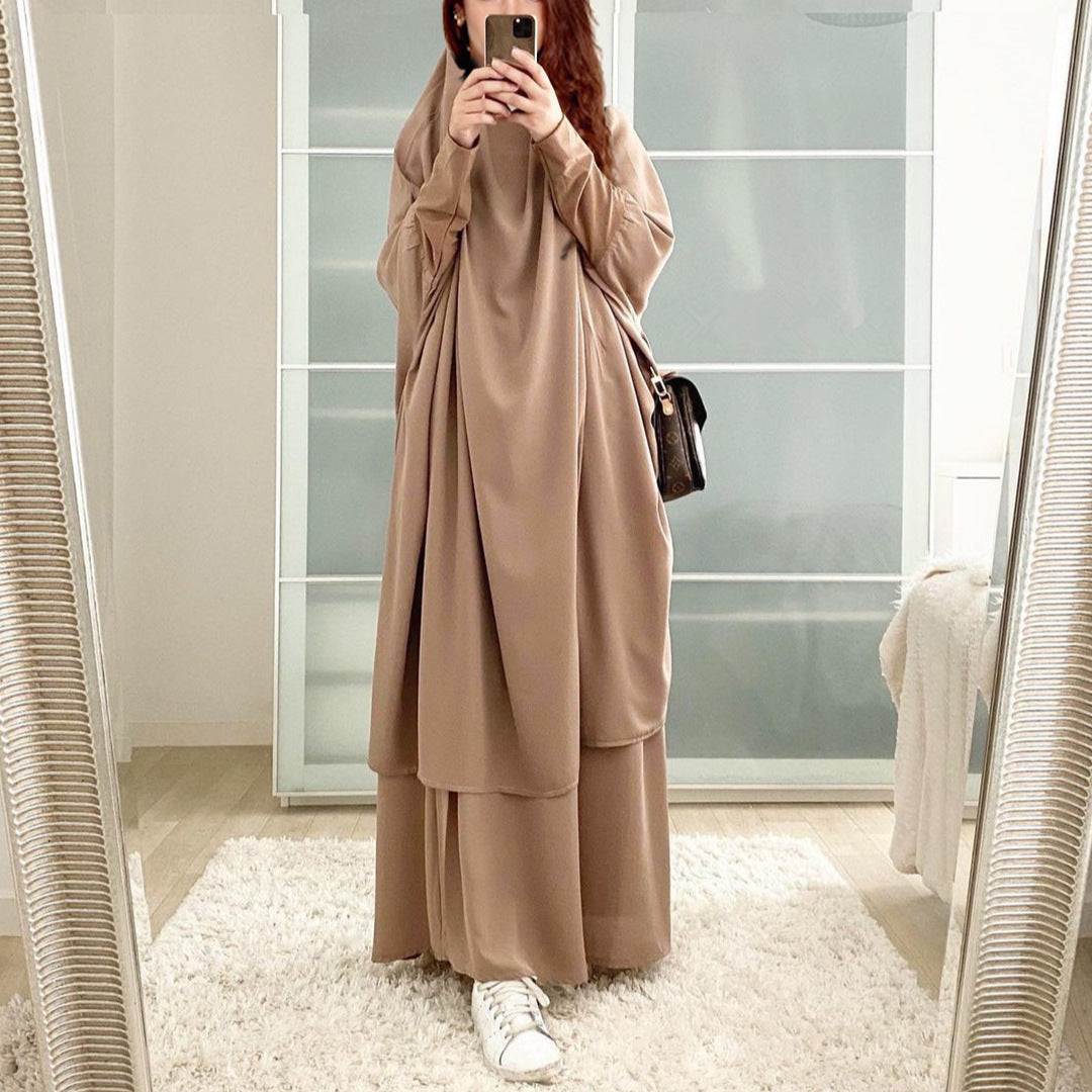 Damen Elegantes Maxikleid mit weit ausgestellten Ärmeln und fließendem Schnitt R&B