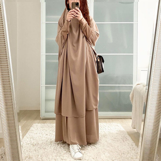 Damen Elegantes Maxikleid mit weit ausgestellten Ärmeln und fließendem Schnitt R&B