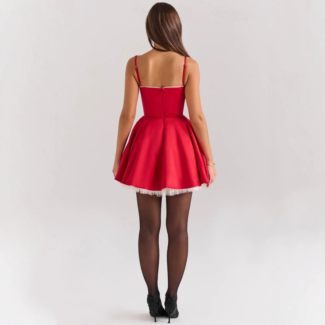 Damen romantisches Spitzenkleid mit trägerlosem Design R&B