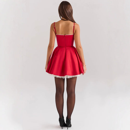 Damen romantisches Spitzenkleid mit trägerlosem Design R&B