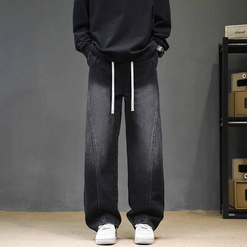 Herren Weitgeschnittene Jeanshose mit elastischem Bund und modernem Design R&B
