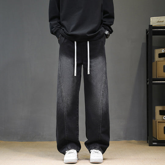 Herren Weitgeschnittene Jeanshose mit elastischem Bund und modernem Design R&B