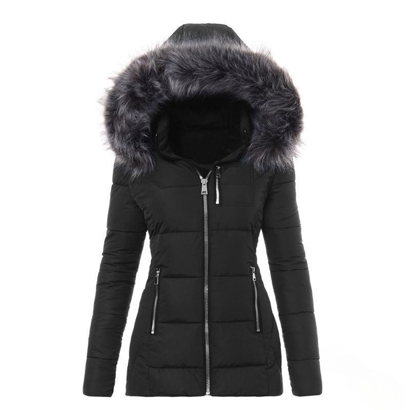 Damen Winterjacke mit abnehmbarem Kunstpelzkragen R&B