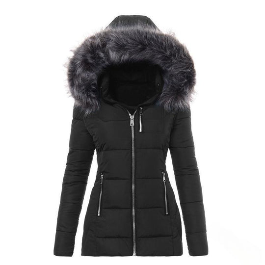 Damen Winterjacke mit abnehmbarem Kunstpelzkragen R&B