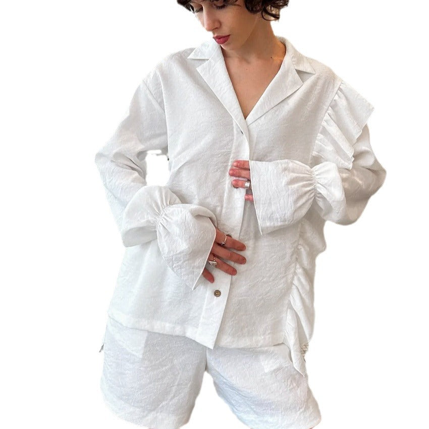Damen Loungewear Set mit eleganten Rüschendetails R&B
