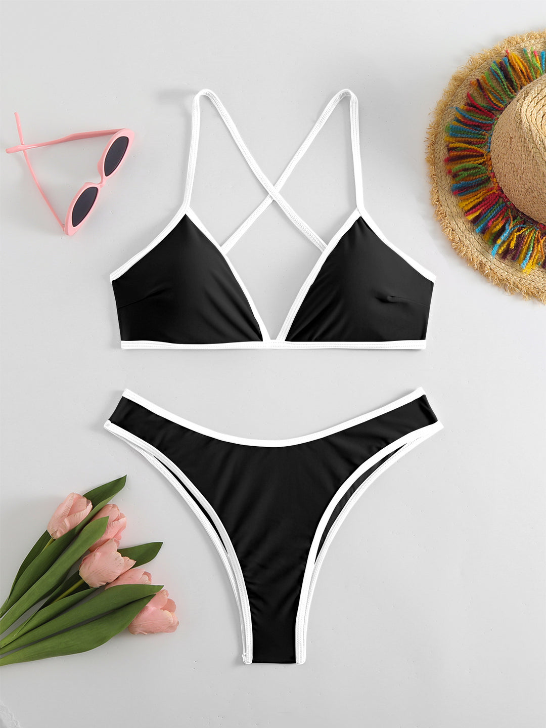 Damen Triangel-Bikini mit X-Träger-Design R&B