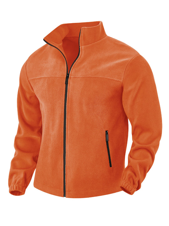 Herren nan warme Fleecejacke mit Reißverschluss, Stehkragen und Reißverschlusstaschen R&B