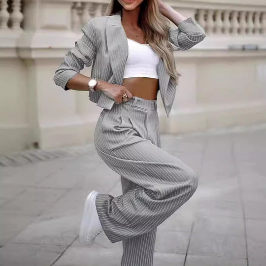 Damen Blazer Damen Set gestreift