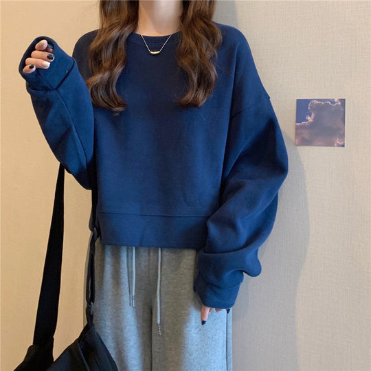 Damen lässiger Oversized-Sweatshirt mit Komfort-Kragen und weichen Bündchen