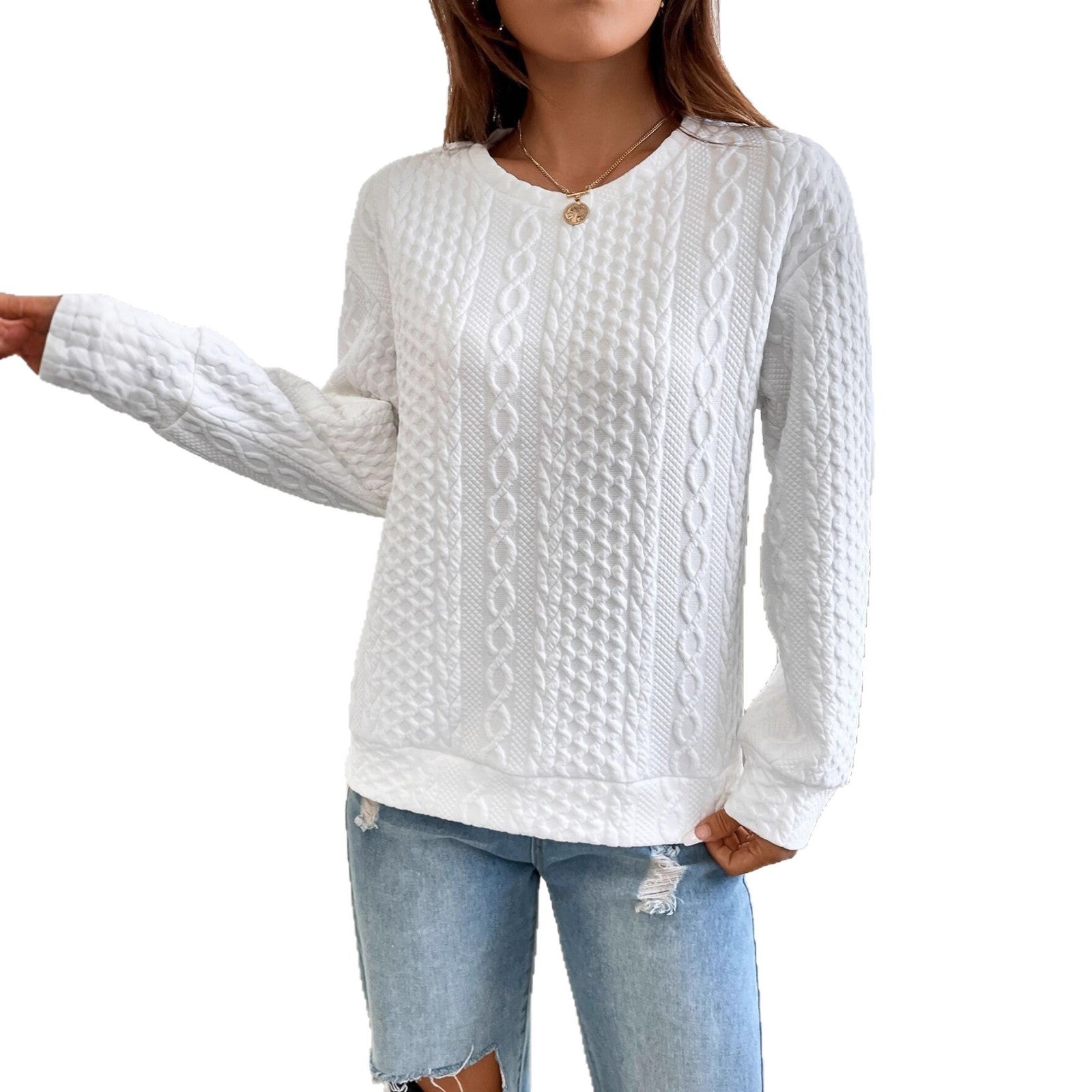 Damen Strickpullover mit strukturierter Oberfläche und lässigem Schnitt R&B