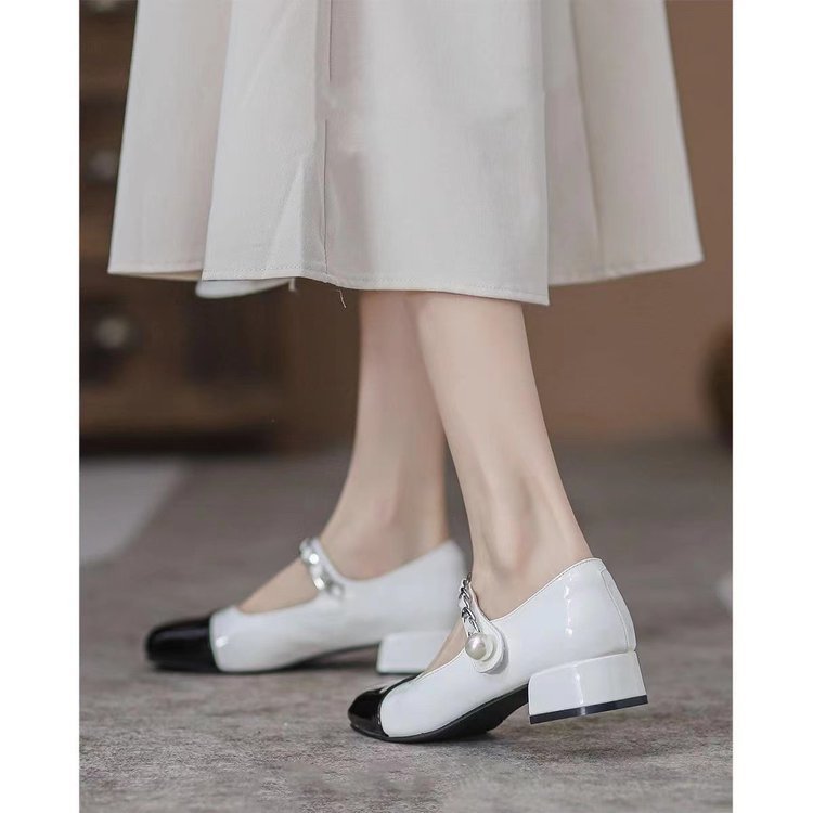 Damen Schicke Ballerinas mit dekorativem Riemen und komfortablem Blockabsatz R&B