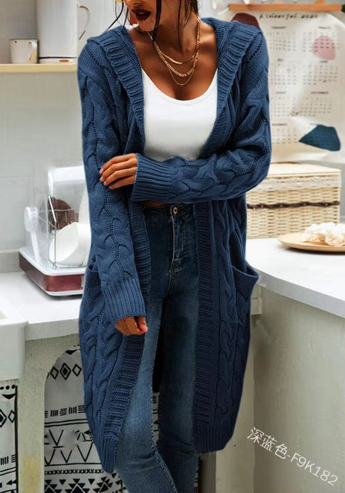 Damen Grobstrick-Cardigan mit offenen Ärmeln und praktischen Taschen R&B