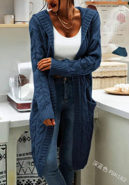 Damen Grobstrick-Cardigan mit offenen Ärmeln und praktischen Taschen R&B