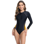 Damen Sportlicher Langarm-Einteiler Badeanzug R&B