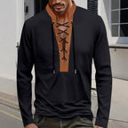 Herren modisches Langarmshirt mit Schnürung R&B