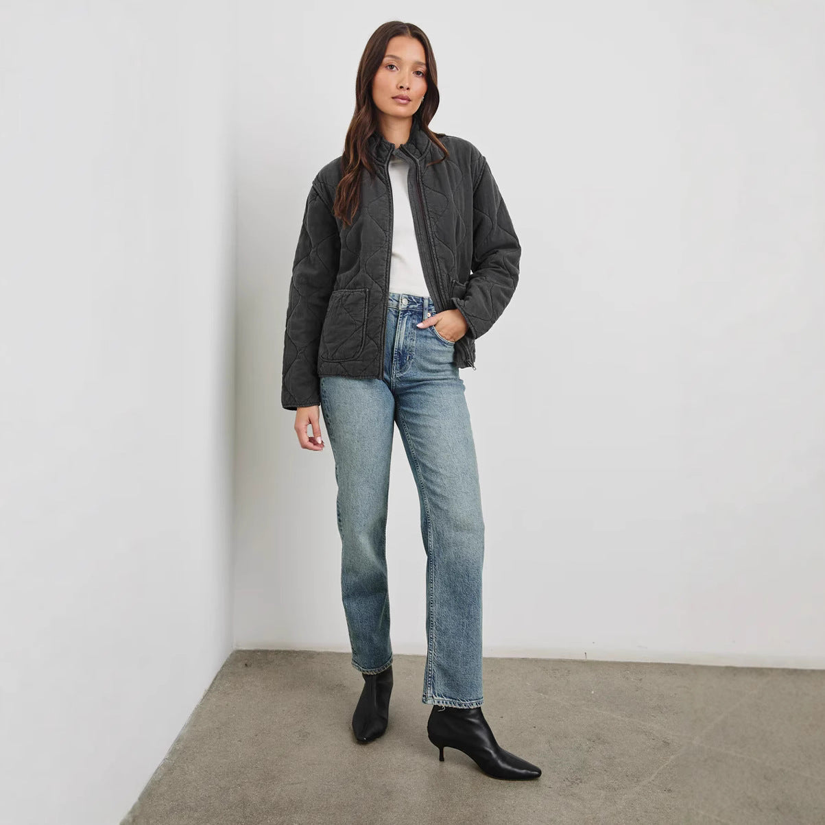 Damen gestepfte Freizeitjacke mit praktischen Taschen R&B