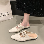 Damen Elegante Mules mit Raffung und verspieltem Schnürdetail R&B