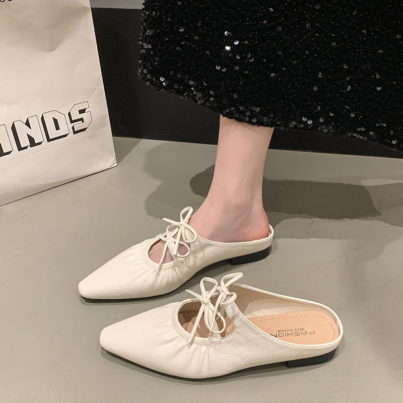 Damen Elegante Mules mit Raffung und verspieltem Schnürdetail R&B