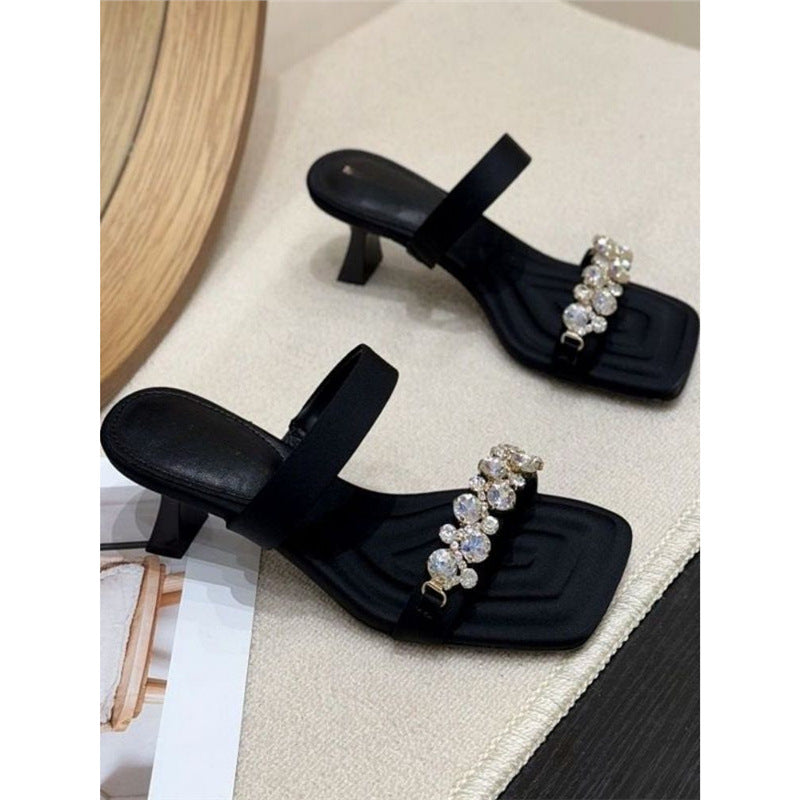 Damen elegante Slipper mit funkelnden Strassverzierungen R&B