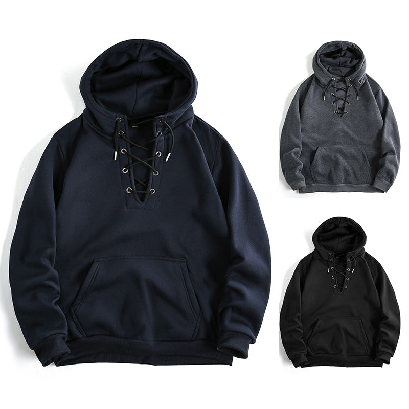 Damen Kapuzenpullover mit raffiniertem Schnürdesign und praktischer Kängurutasche R&B