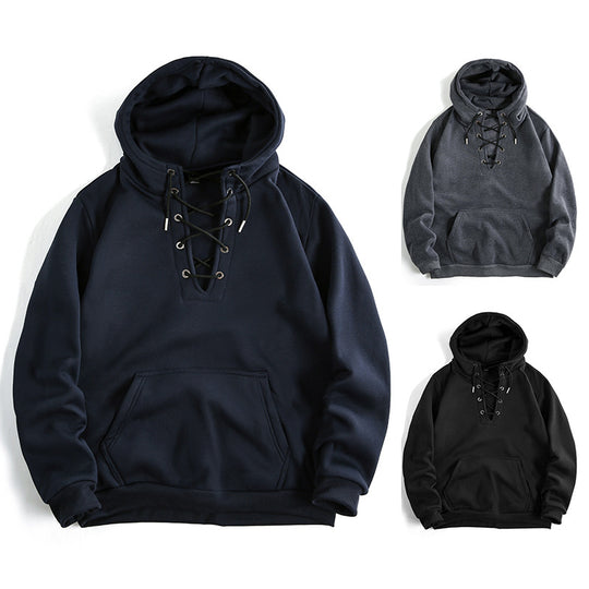 Damen Kapuzenpullover mit raffiniertem Schnürdesign und praktischer Kängurutasche R&B