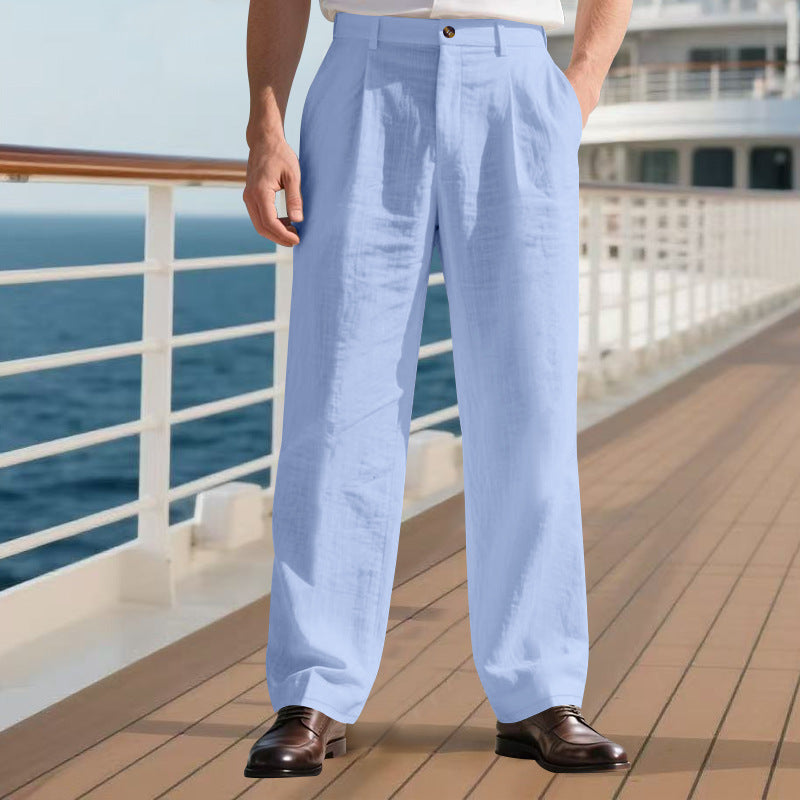 Herren elegante Freizeit-Hose mit weichem Stoff und weitem Schnitt R&B
