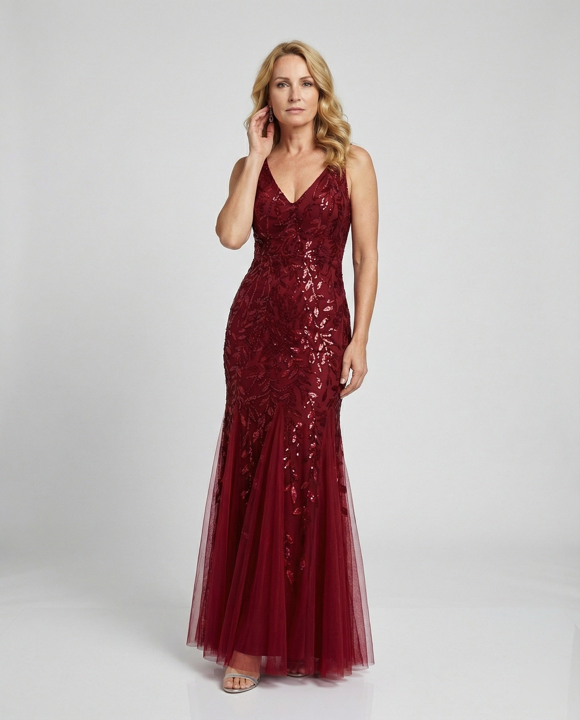 Damen Abendkleid Tüll Pailletten