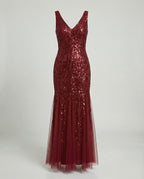 Damen Abendkleid Tüll Pailletten