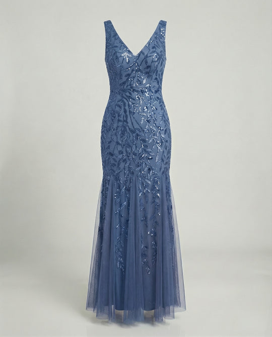 Damen Abendkleid Tüll Pailletten