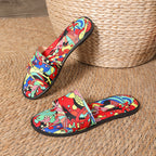 Damen Sommerliche Zehentrenner-Sandalen mit buntem Musterdruck R&B