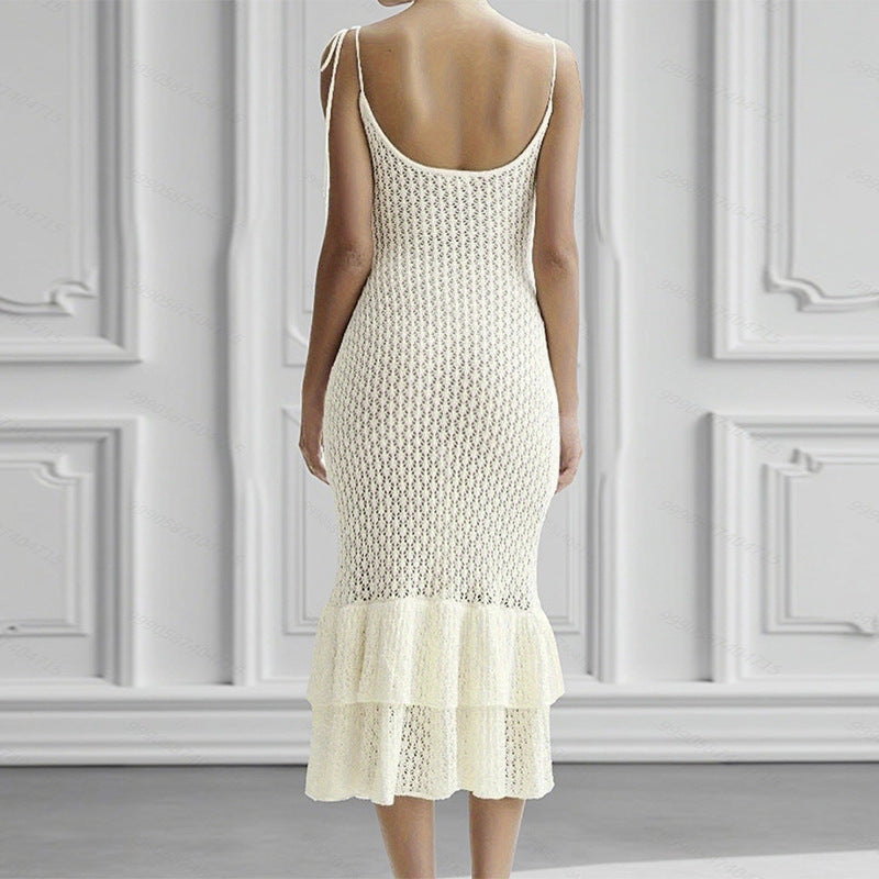 Damen Häkelkleid mit voluminösem Rüschenbesatz R&B